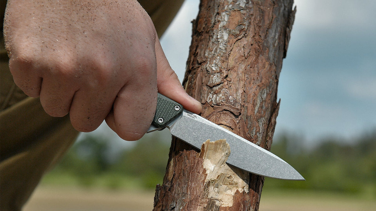 Oknife AION Green Micarta in use