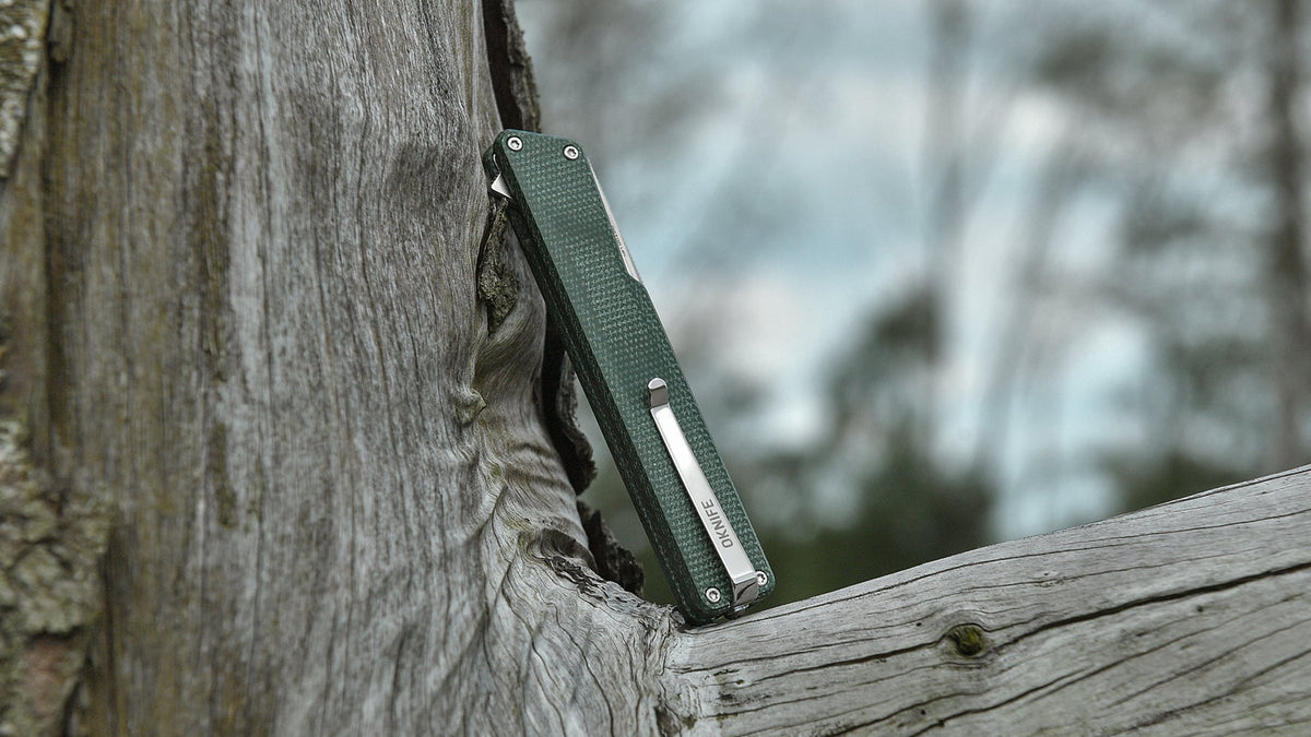 Oknife AION Green Micarta pocket clip