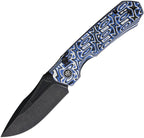 Remette Rhino Blue button liner lock folding knife