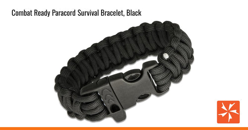 Combat Ready Survival Bracelet - Black, 9 in