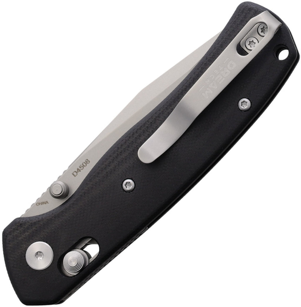 DreamTech DTK4508 Axis Lock Knife Black G10 pocket clip view